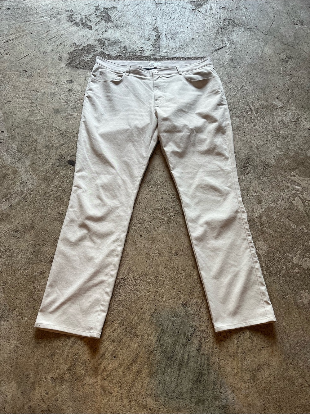 Peter Millar Cream Casual Trousers with Navy Trim